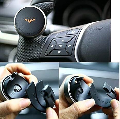 Guance Status Vehicle Steering Knob/Power Handle(Made in Korea) Black with Orange Color Logo Universal for Car