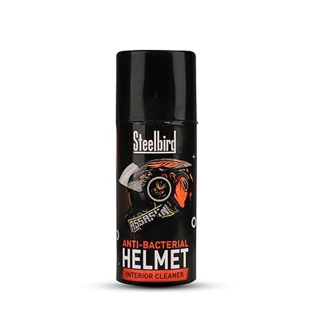 Steelbird Helmet Interior Foam Cleaner Anti Bacterial Spray, Deep Cleaning For Helmet Interior, Protects From Hair Loss- 150 Ml, Black